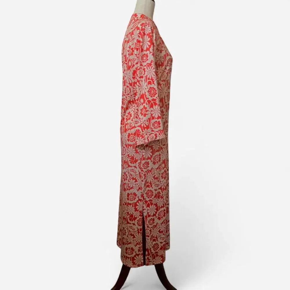 Compania Fantastica Coral and Off White Floral Kaftan/Maxi Dress - Picture 3 of 8